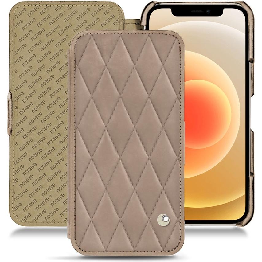Noreve Lederschutzhülle horizontal (Apple iPhone 12 mini), Smartphone Hülle, Beige