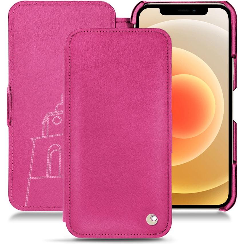 Noreve Lederschutzhülle horizontal (Apple iPhone 12 mini), Smartphone Hülle, Rosa