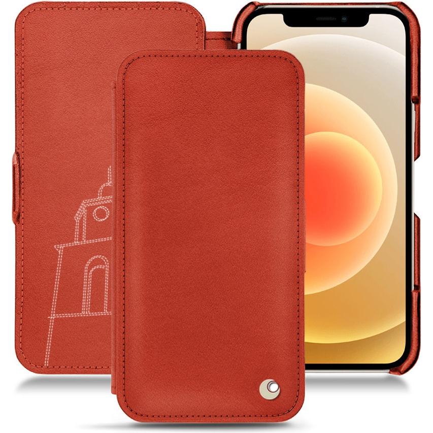 Noreve Lederschutzhülle horizontal (Apple iPhone 12 mini), Smartphone Hülle, Orange