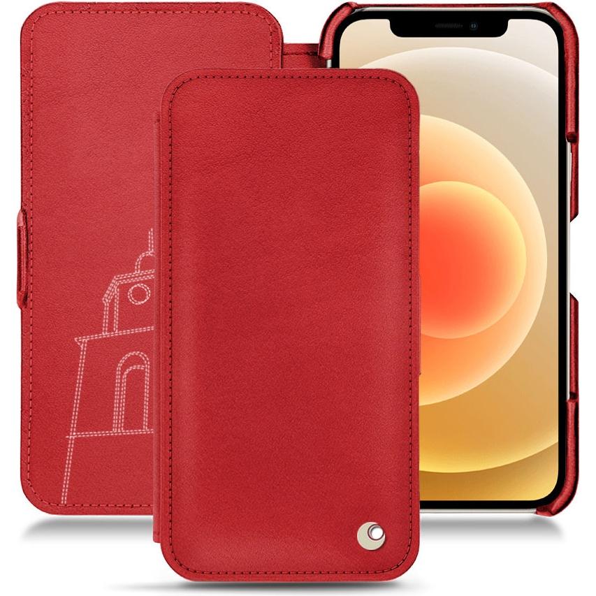 Noreve Lederschutzhülle horizontal (Apple iPhone 12 mini), Smartphone Hülle, Rot