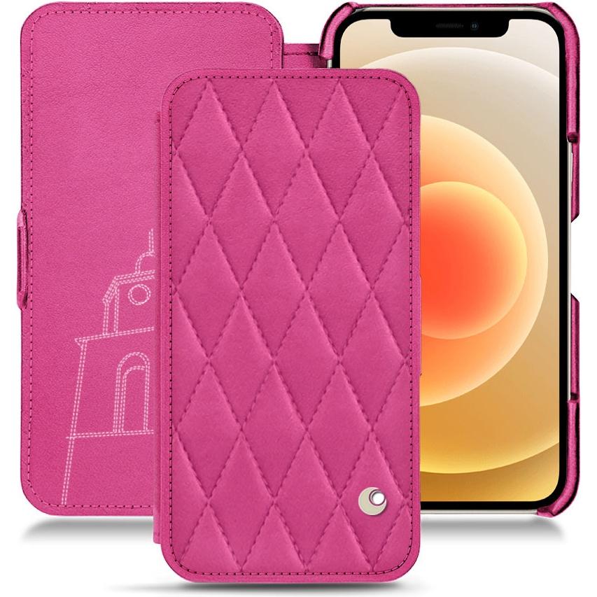 Noreve Lederschutzhülle horizontal (Apple iPhone 12 mini), Smartphone Hülle, Rosa