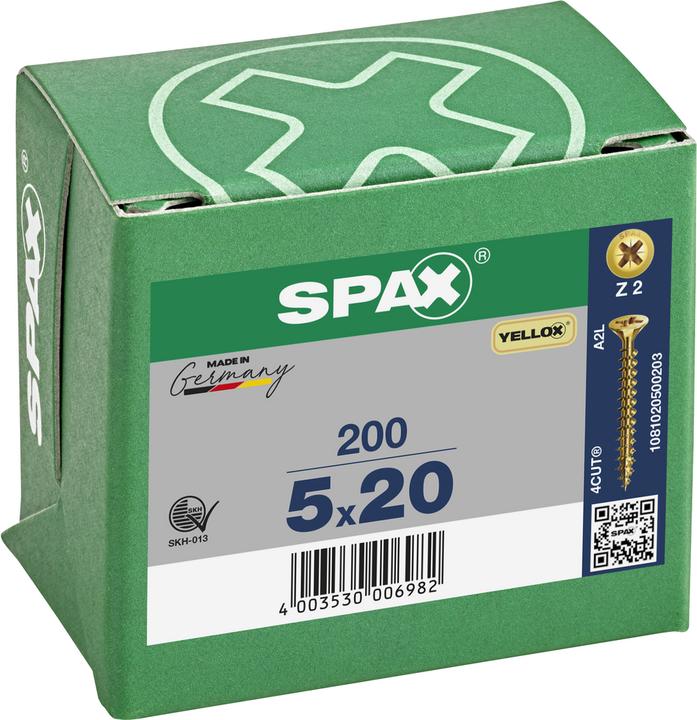 Produktbild Spax Senkmultikopf Kreuzschlitz Z2 Vollgewinde Yellox (200 Schrauben pro Stück)