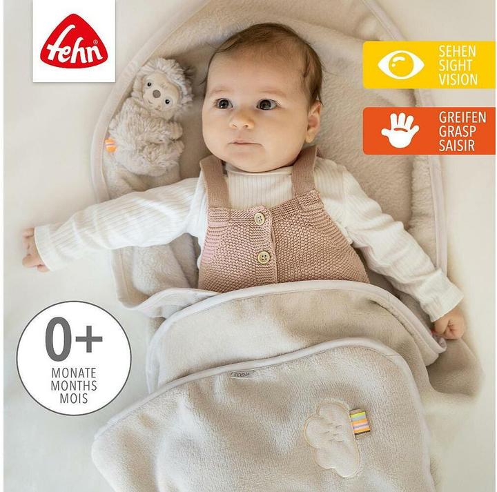 Actual product image Fehn Geschenkset Kuscheldecke Faultier, Material: Polyester (25 x 25 cm)