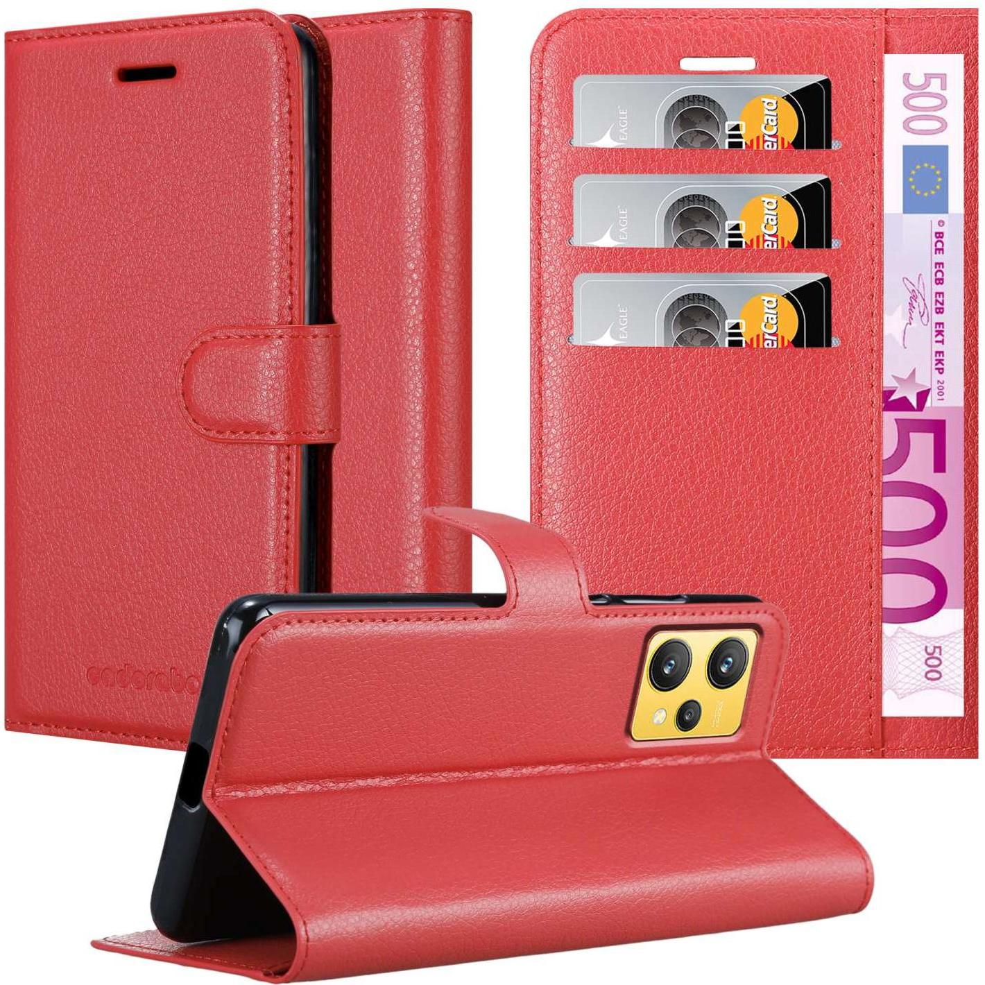Cadorabo Book Stand Hülle für Realme 9 4G / 9 PRO+ (Realme 9 Pro Plus, Realme 9 4G), Smartphone Hülle, Rot