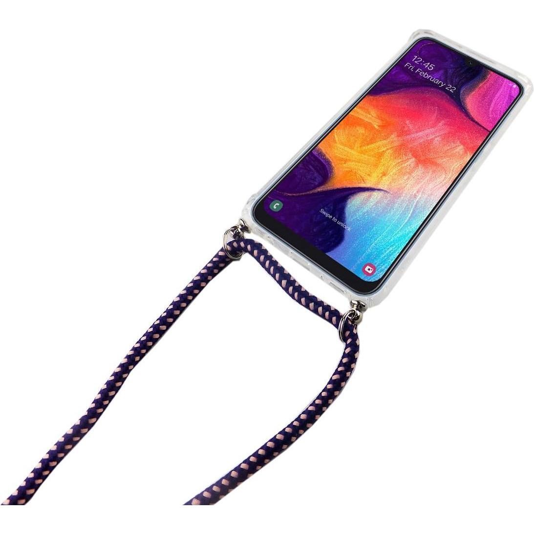 Thumbnail - König Design Handykette für Samsung Galaxy A50 mit Band Case zum umhängen Kordel Violett Neu, Handykette, Transparent