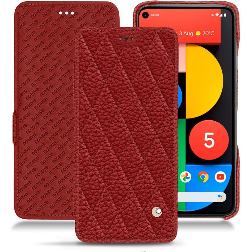 Noreve Lederschutzhülle horizontal (Google Pixel 5), Smartphone Hülle, Rot