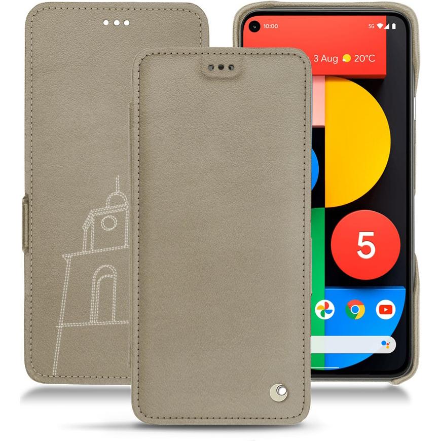 Noreve Lederschutzhülle horizontal (Google Pixel 5), Smartphone Hülle, Beige