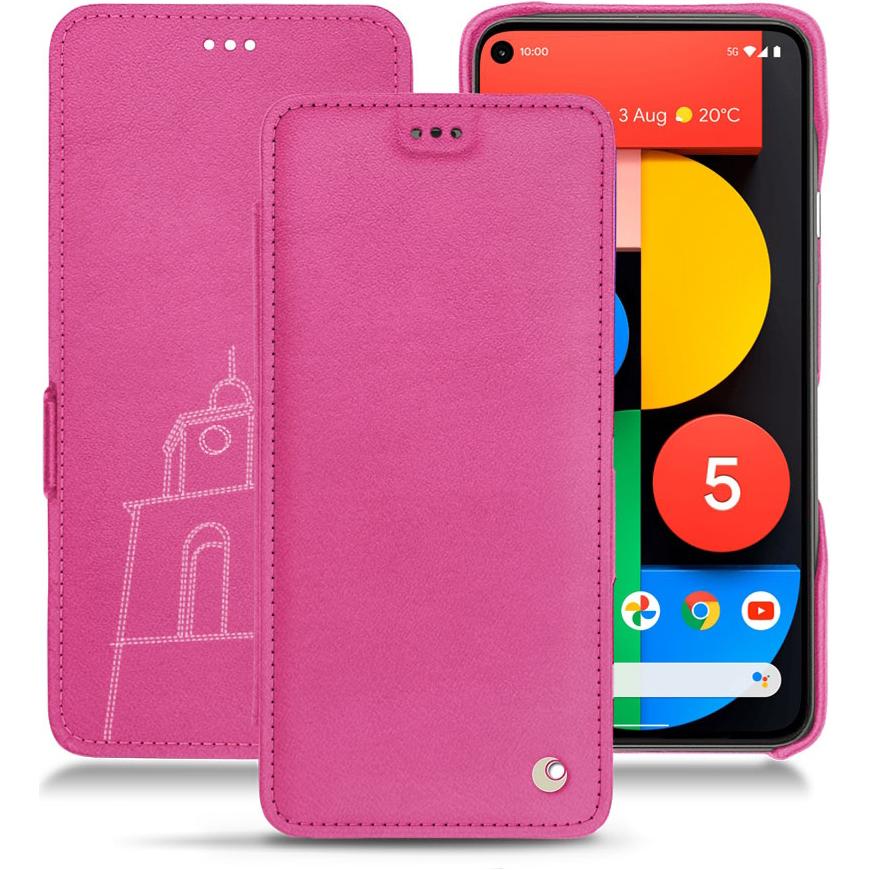 Noreve Lederschutzhülle horizontal (Google Pixel 5), Smartphone Hülle, Rosa