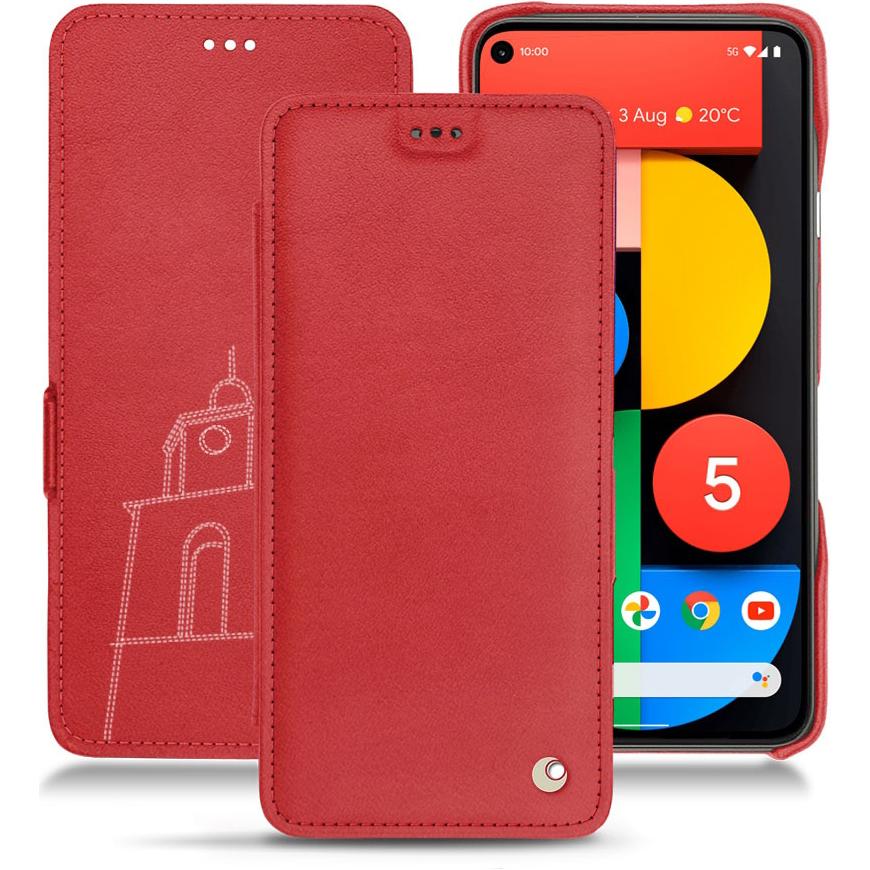 Noreve Lederschutzhülle horizontal (Google Pixel 5), Smartphone Hülle, Rot