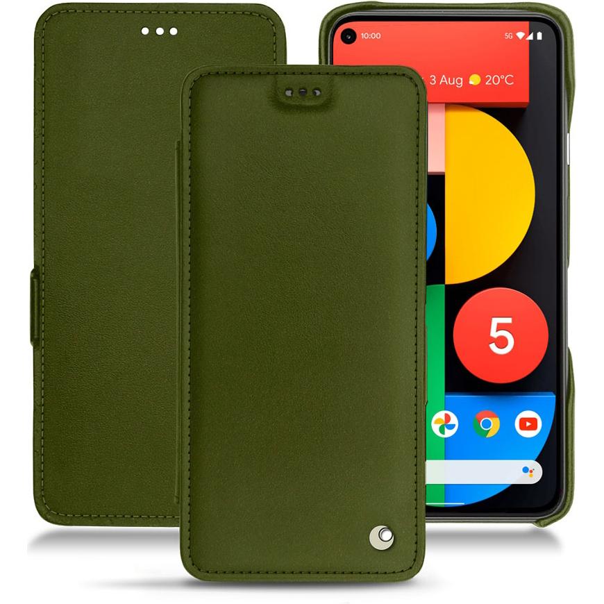 Noreve Lederschutzhülle horizontal (Google Pixel 5), Smartphone Hülle, Grün