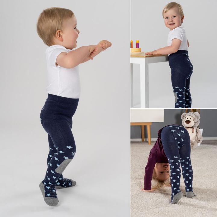 Produktbild La Loona LaLoona Baby-Strumpfhosen Krabbel-Strumpfhose 2er Pack - Sterne Marine + Streifen (74/80)