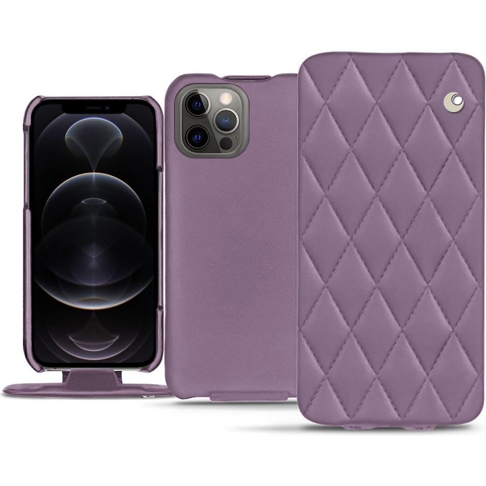 Noreve Lederschutzhülle vertikal (Apple iPhone 12 Pro Max), Smartphone Hülle, Violett