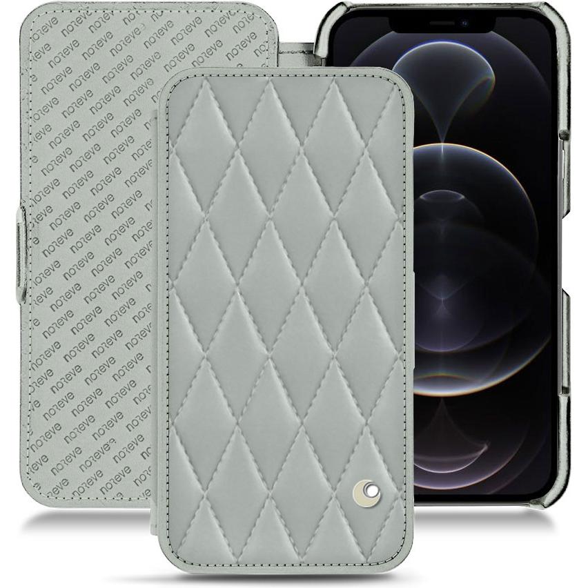 Noreve Lederschutzhülle horizontal (Apple iPhone 12 Pro), Smartphone Hülle, Grau