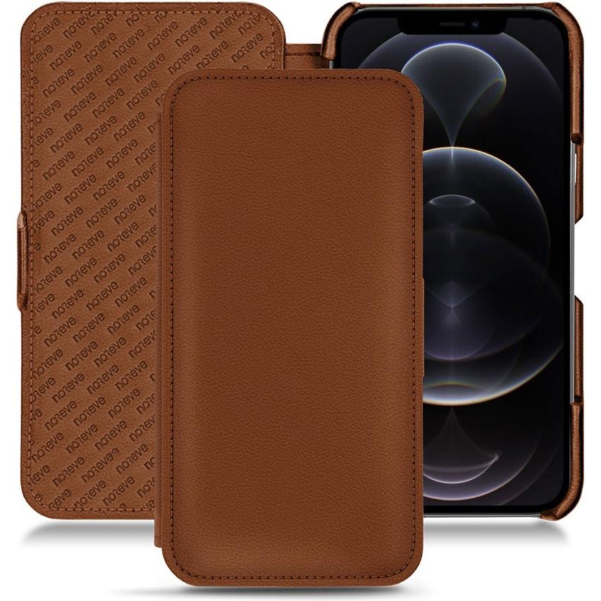 Noreve Lederschutzhülle horizontal (Apple iPhone 12 Pro), Smartphone Hülle, Braun