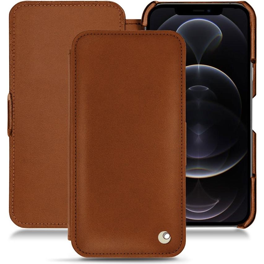 Noreve Lederschutzhülle horizontal (Apple iPhone 12 Pro), Smartphone Hülle, Braun