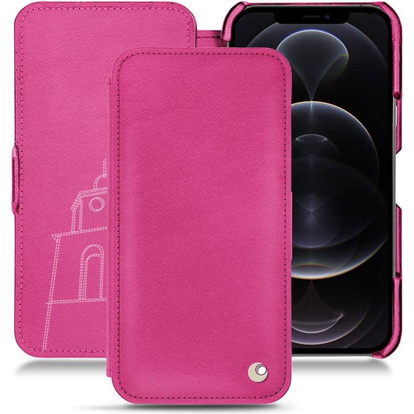 Noreve Lederschutzhülle horizontal (Apple iPhone 12 Pro Max), Smartphone Hülle, Rosa