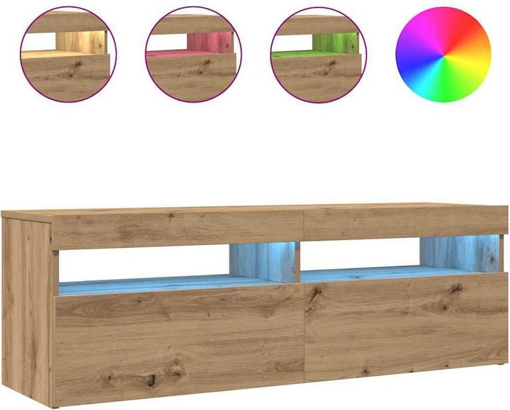 Produktbild VidaXL TV Schrank Lowboard Fernsehschrank Fernsehtisch mit LED Artisan-Eiche (120 x 35 x 40 cm)