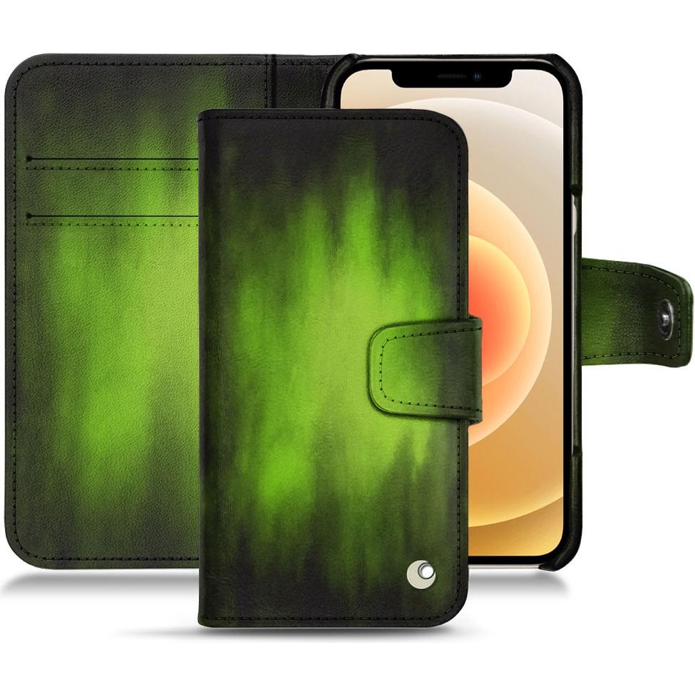 Noreve Lederschutzhülle Wallet (Apple iPhone 12), Smartphone Hülle, Grün
