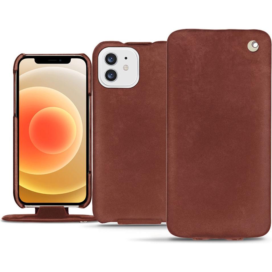 Noreve Lederschutzhülle vertikal (Apple iPhone 12 mini), Smartphone Hülle, Rot