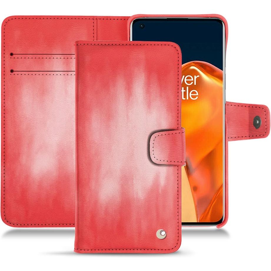 Noreve Lederschutzhülle Wallet (OnePlus 9 Pro), Smartphone Hülle, Rosa