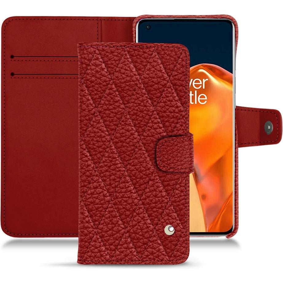 Noreve Lederschutzhülle Wallet (OnePlus 9 Pro), Smartphone Hülle, Rot