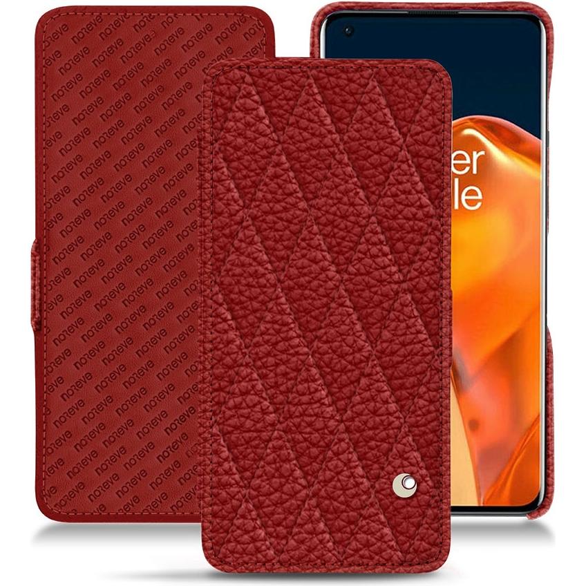 Noreve Lederschutzhülle horizontal (OnePlus 9 Pro), Smartphone Hülle, Rot