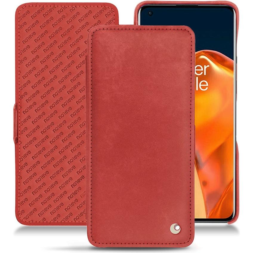 Noreve Lederschutzhülle horizontal (OnePlus 9 Pro), Smartphone Hülle, Rot