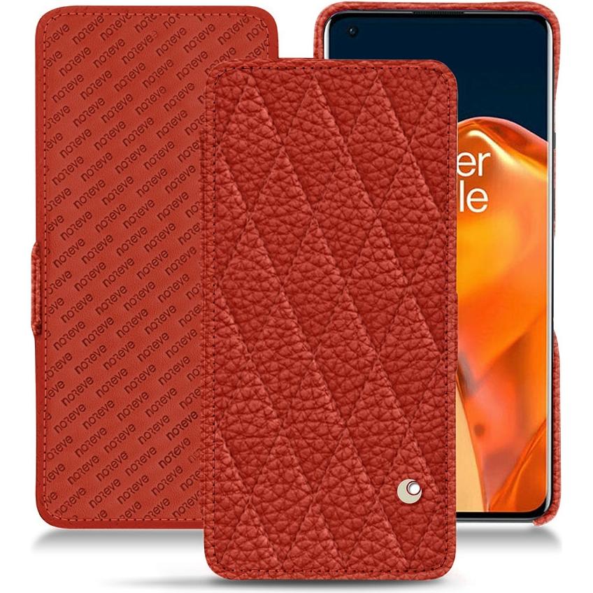 Noreve Lederschutzhülle horizontal (OnePlus 9 Pro), Smartphone Hülle, Orange