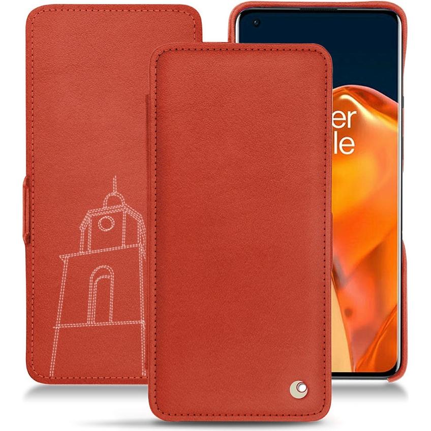 Noreve Lederschutzhülle horizontal (OnePlus 9 Pro), Smartphone Hülle, Orange