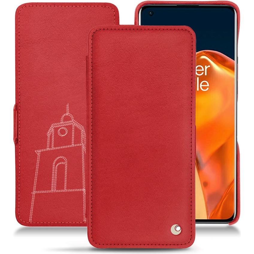 Noreve Lederschutzhülle horizontal (OnePlus 9 Pro), Smartphone Hülle, Rot