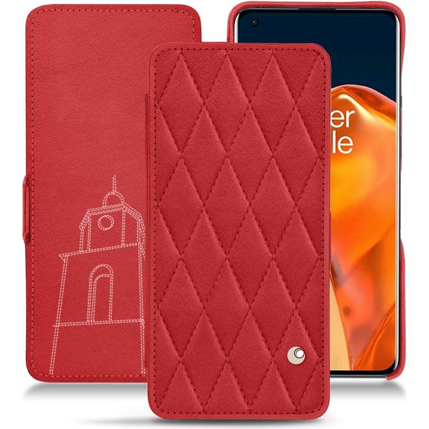 Noreve Lederschutzhülle horizontal (OnePlus 9 Pro), Smartphone Hülle, Rot
