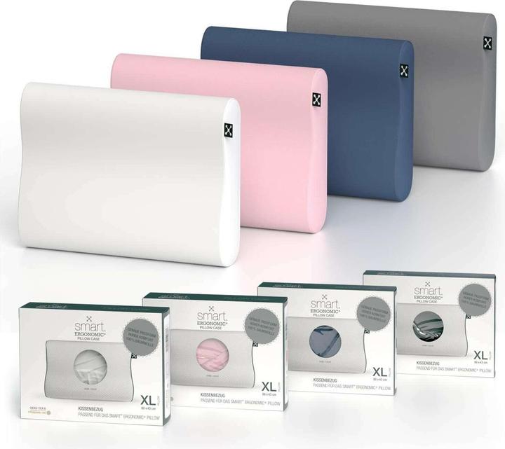 Actual product image Smartsleep Ergonomic + XL pillowcase 55 x 35 x 12 cm, grey (Pillowcase, 55 x 35 x 12 cm)
