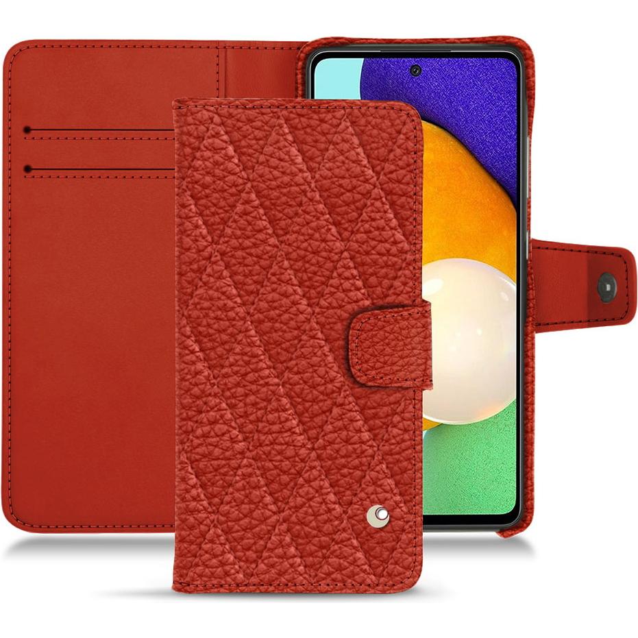 Noreve Lederschutzhülle Wallet (Samsung Galaxy A52), Smartphone Hülle, Orange