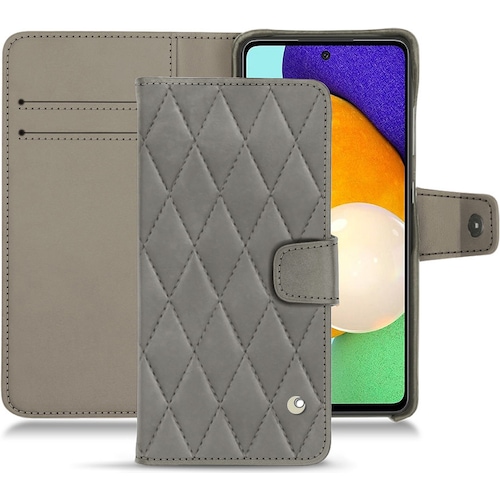 Noreve Lederschutzhülle Wallet (Samsung Galaxy A52), Smartphone Hülle, Grau