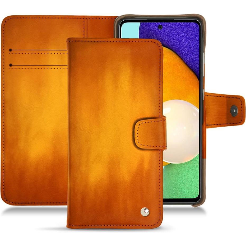 Noreve Lederschutzhülle Wallet (Samsung Galaxy A52), Smartphone Hülle, Orange