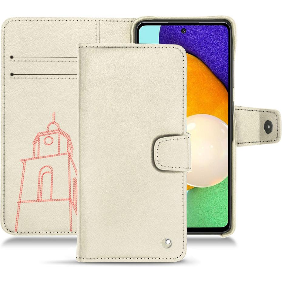 Noreve Lederschutzhülle Wallet (Samsung Galaxy A52), Smartphone Hülle, Weiss