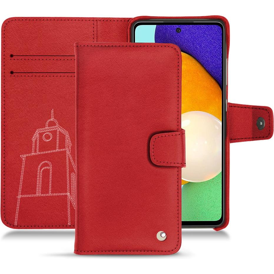Noreve Lederschutzhülle Wallet (Samsung Galaxy A52), Smartphone Hülle, Rot