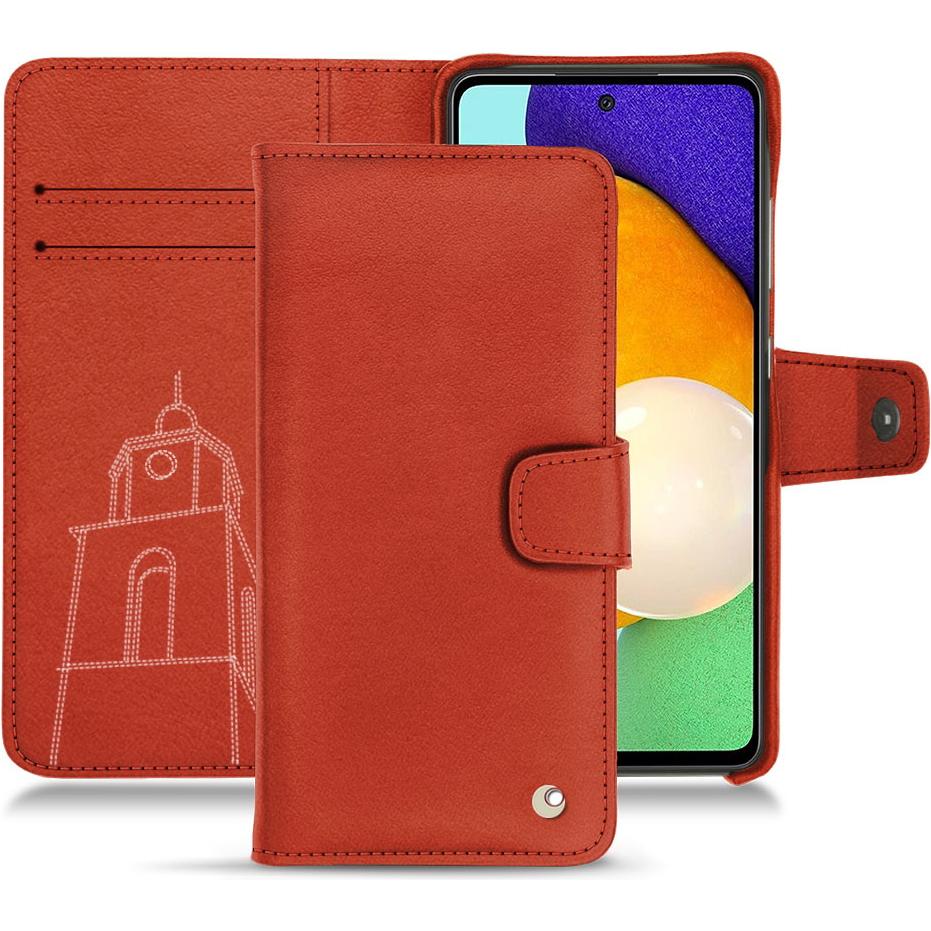 Noreve Lederschutzhülle Wallet (Samsung Galaxy A52), Smartphone Hülle, Orange