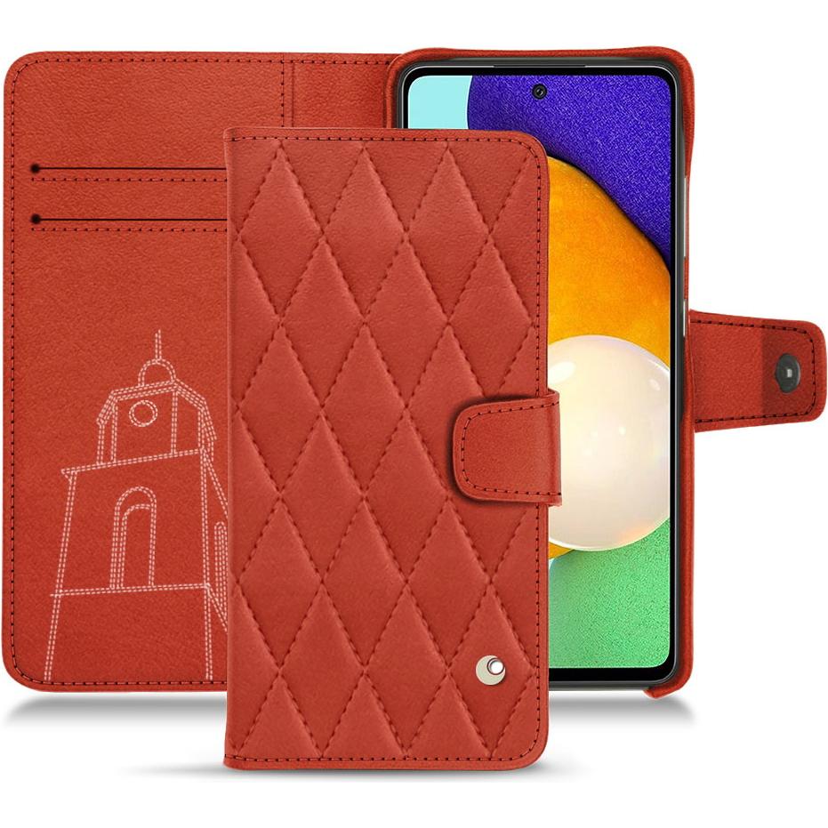 Noreve Lederschutzhülle Wallet (Samsung Galaxy A52), Smartphone Hülle, Orange