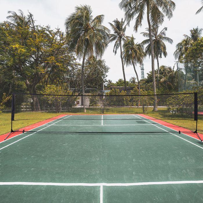Actual product image Swisshandel24 Badminton net Volleyball and tennis net Portable 2 heights 94/158cm Carrying bag PE 400 x 60 cm