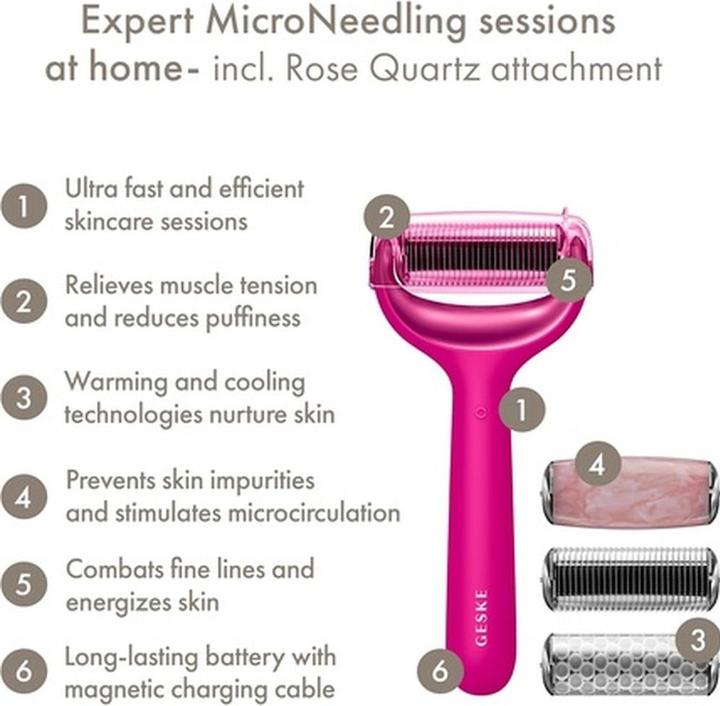 Produktbild Konjac Sponge Roller do mezoterapii igłowej twarzy i ciała 9w1 Geske z Aplikacja (magenta)