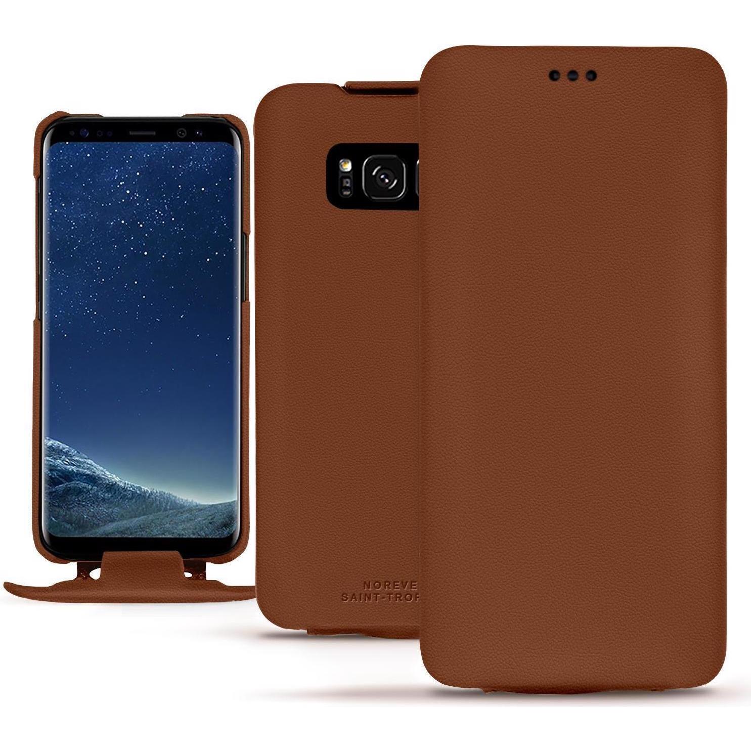 Noreve Lederschutzhülle vertikal (Samsung Galaxy S8+), Smartphone Hülle, Braun
