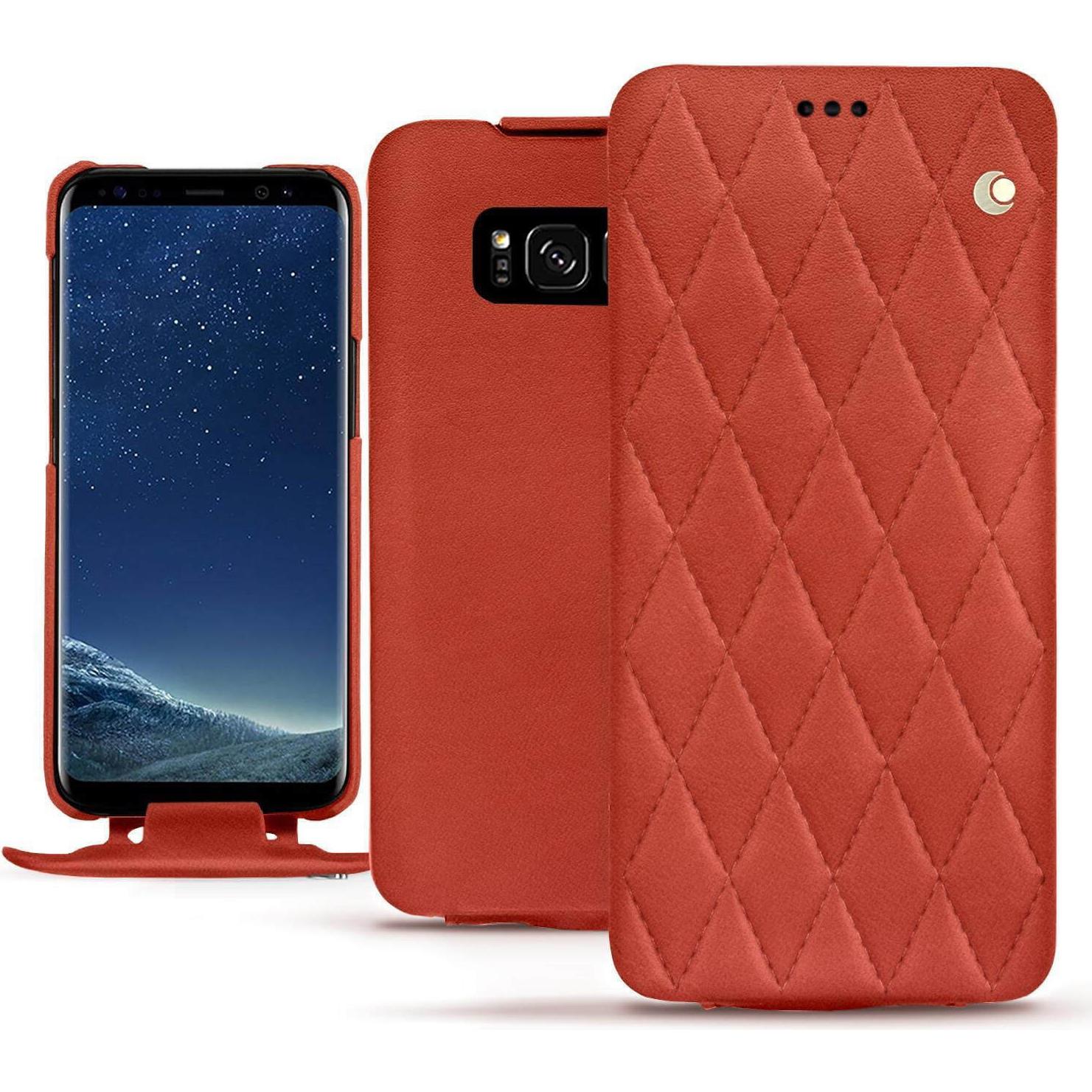 Noreve Lederschutzhülle vertikal (Samsung Galaxy S8+), Smartphone Hülle, Orange