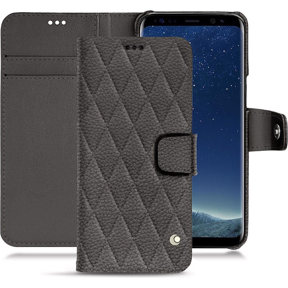 Noreve Lederschutzhülle Wallet (Samsung Galaxy S8+), Smartphone Hülle, Grau