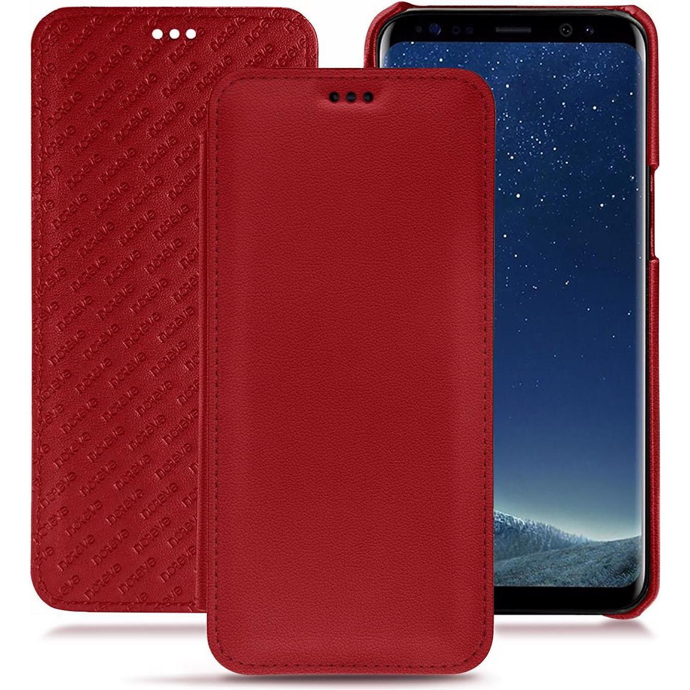 Noreve Lederschutzhülle horizontal (Samsung Galaxy S8+), Smartphone Hülle, Rot