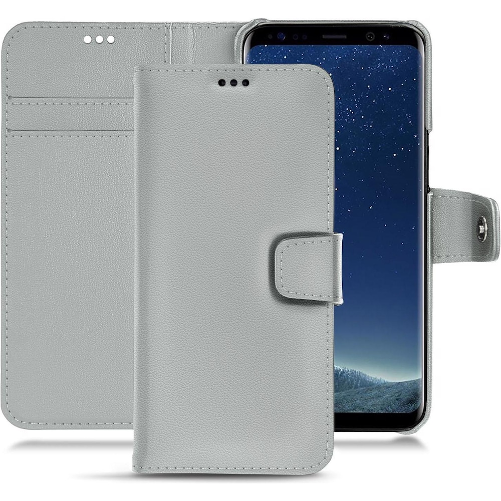 Noreve Lederschutzhülle Wallet (Samsung Galaxy S8+), Smartphone Hülle, Grau