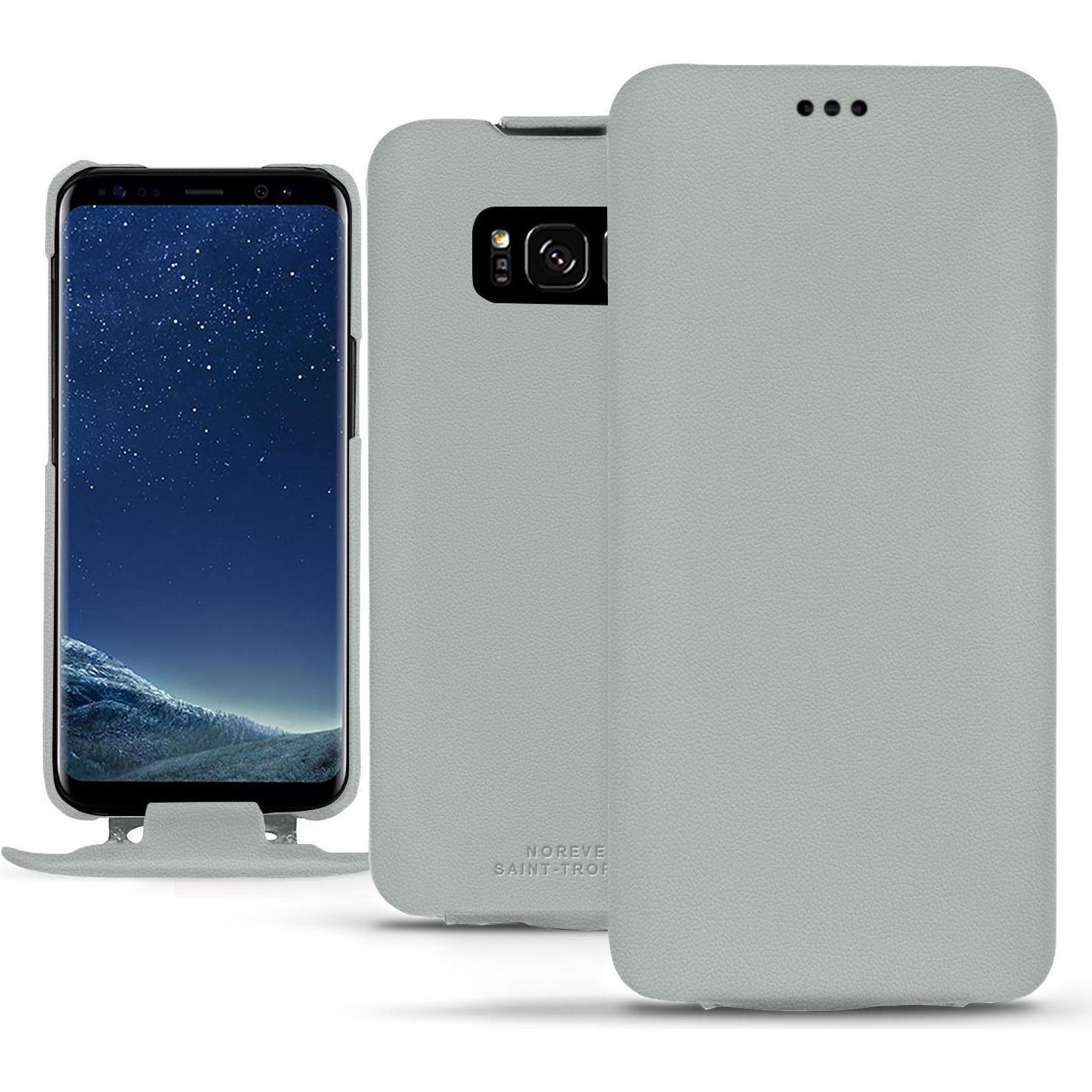 Noreve Lederschutzhülle vertikal (Samsung Galaxy S8), Smartphone Hülle, Grau