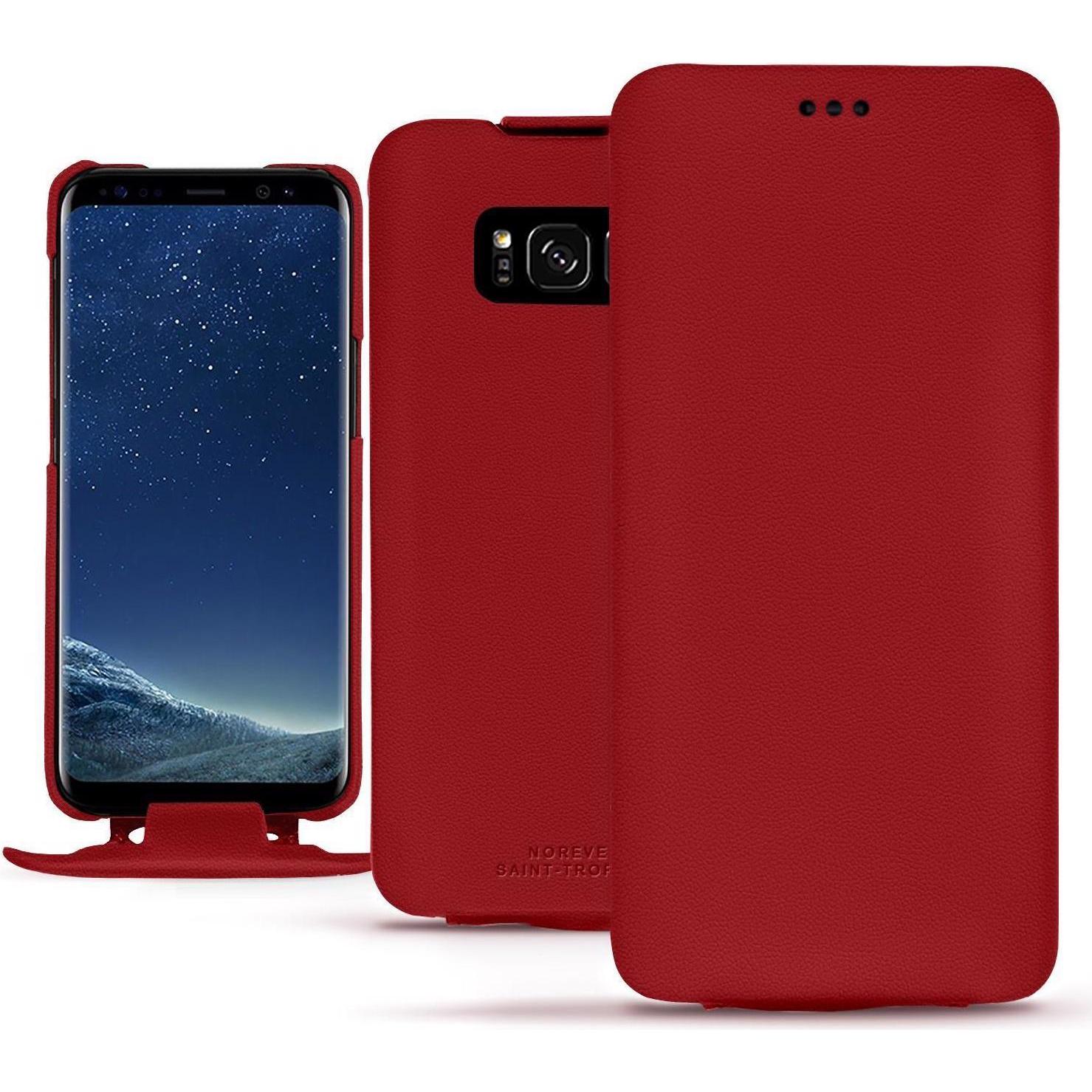 Noreve Lederschutzhülle vertikal (Samsung Galaxy S8), Smartphone Hülle, Rot