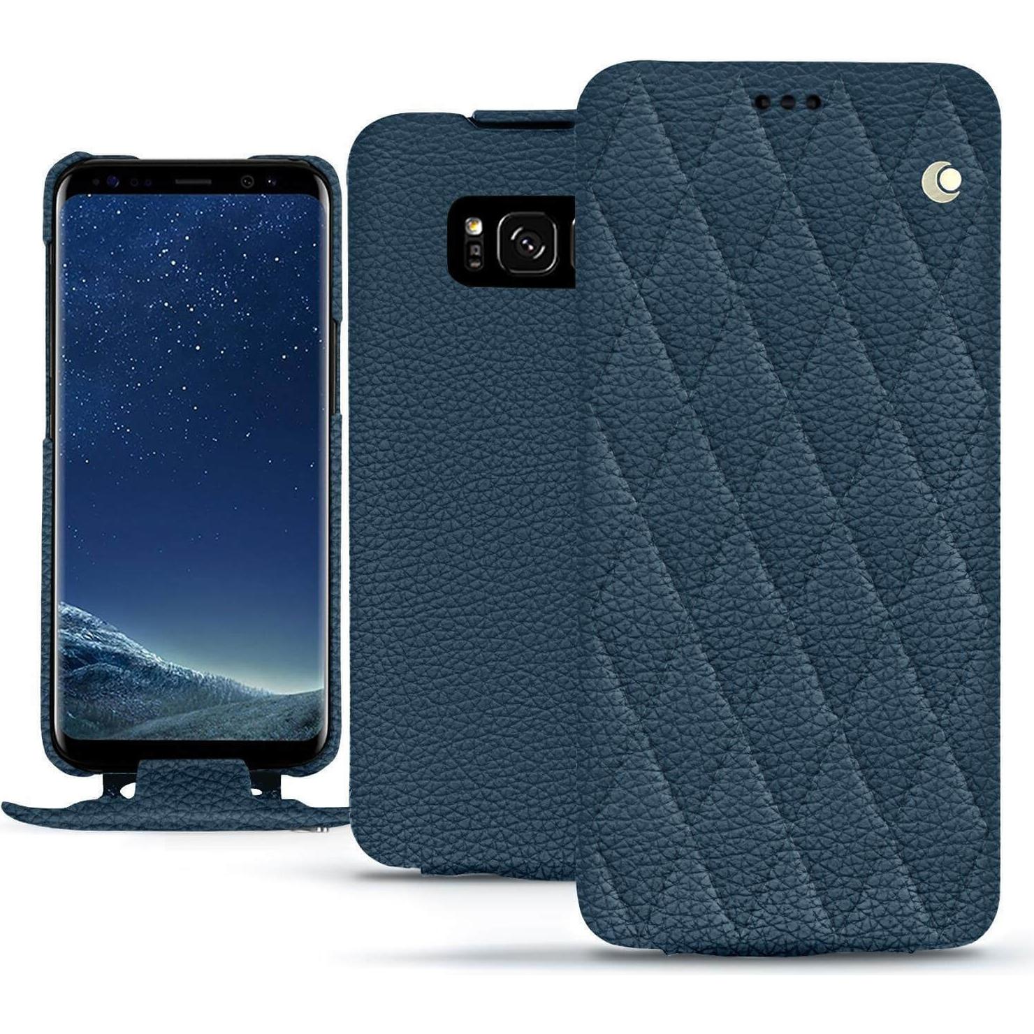 Noreve Lederschutzhülle vertikal (Samsung Galaxy S8), Smartphone Hülle, Blau