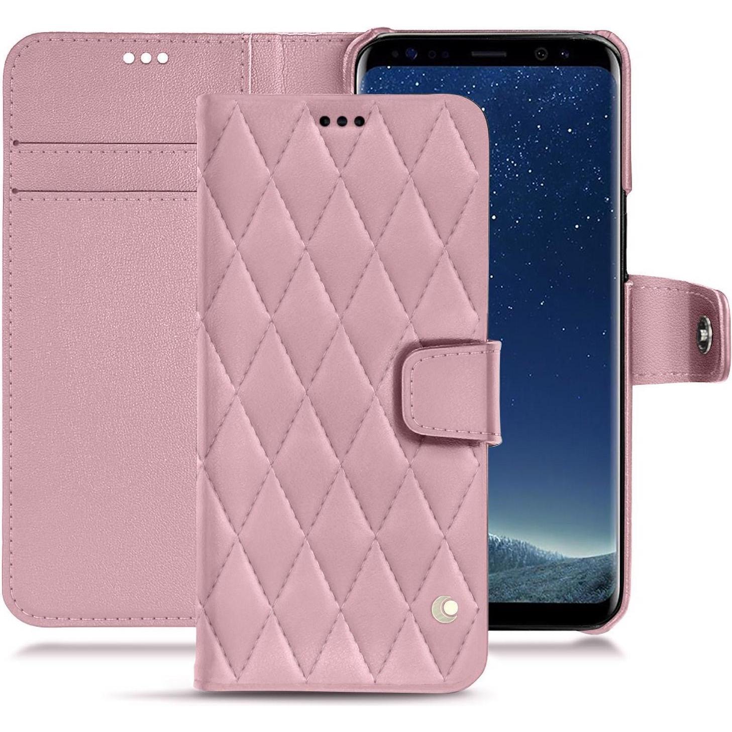 Noreve Lederschutzhülle Wallet (Samsung Galaxy S8), Smartphone Hülle, Rosa
